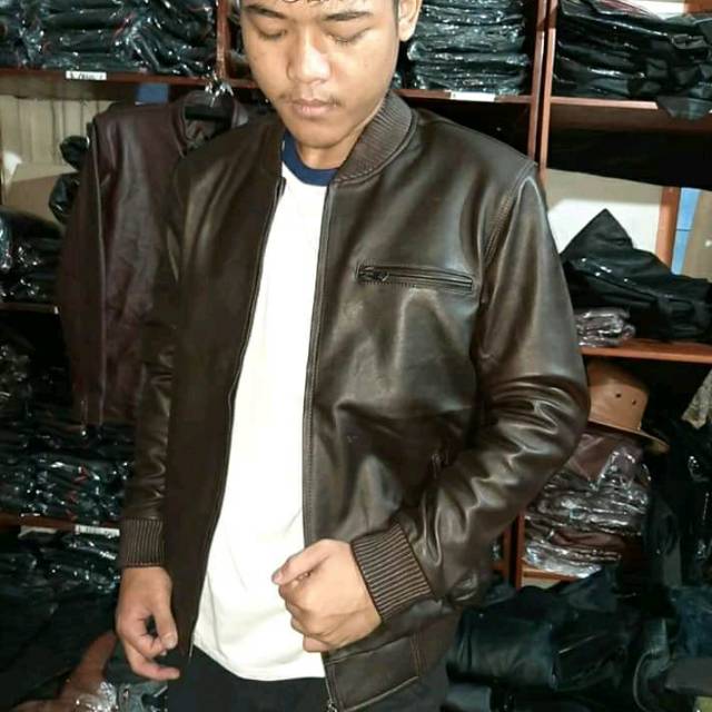 Jaket bomber jaket kulit asli super jaket model kamsay full kulit jaket cowok laki laki pria