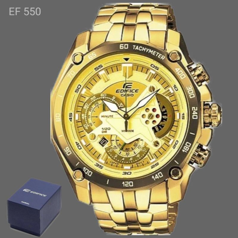 Jam Tangan Pria Merk Casio Edifice Type Ef 550 Original Bm Baterai Free Box Set