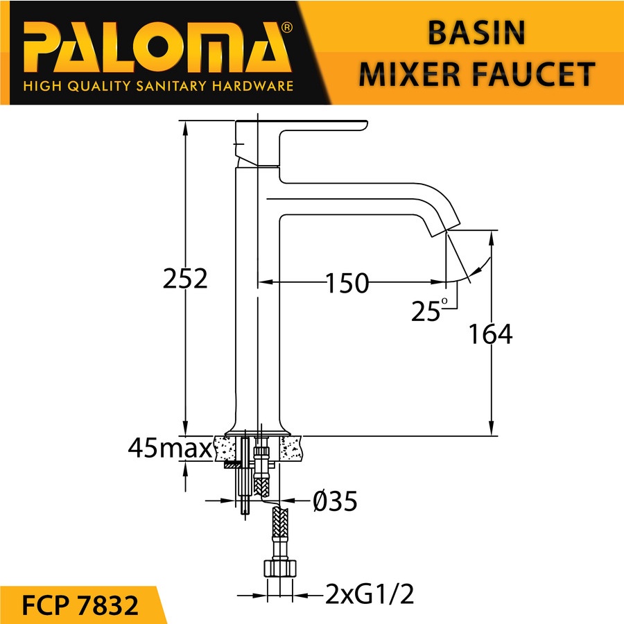 PALOMA FCP 7832 Keran Mixer Wastafel Cuci Tangan Panas Dingin Kran Air