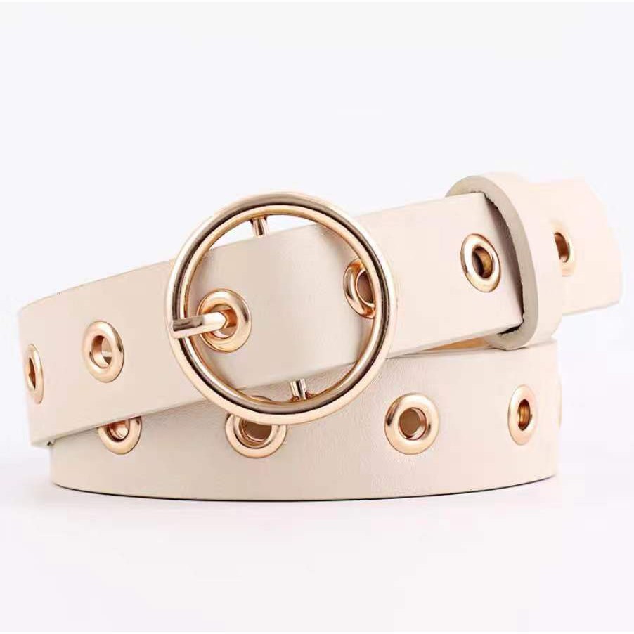 4 Warna Tali Pinggang Wanita Murah Korean Fashion kulit Round Buckle Men Women Belt / ikat /sabuk