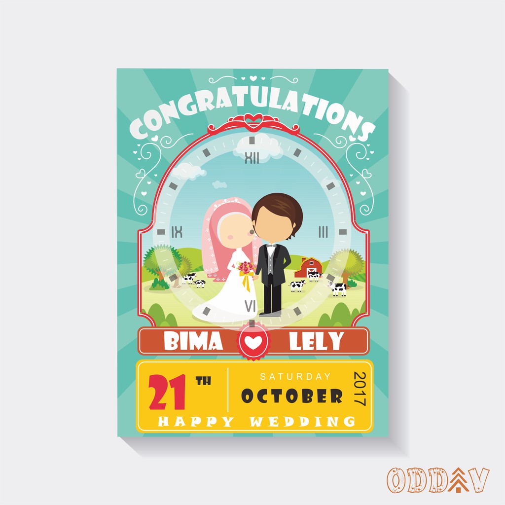 Kado Pernikahan Unik Jam Dinding Kayu Wedding WD 162 Hijab