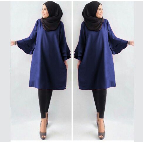 [Tunik Lusie varian warna SW] tunik wanita wolly crepe MOCCA/DUSTYPINK/NAVY