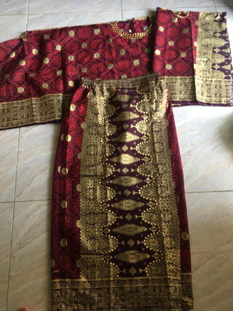 Gamis Batik Jupri Asli Palembang Warna Maron