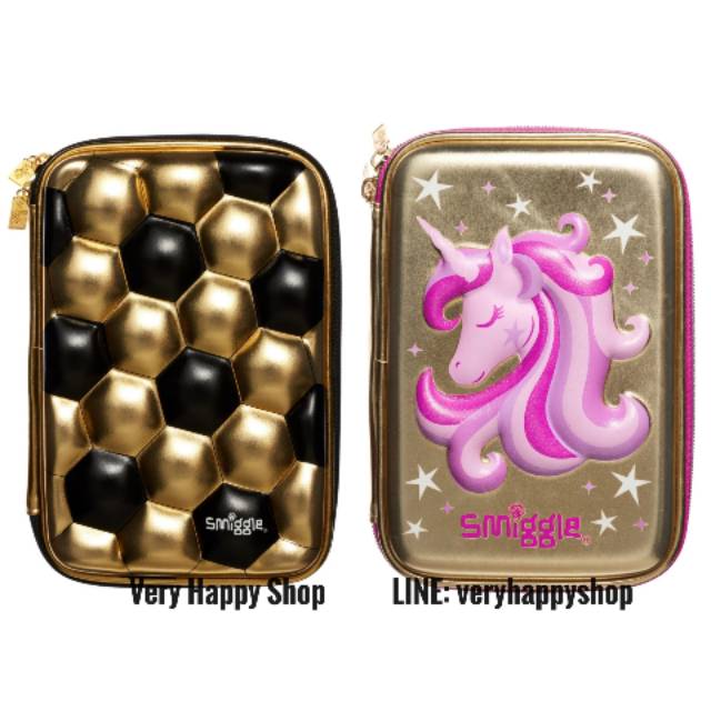 Smiggle Gold Hardtop Pencil Case tempat pensil unicorn ball bola kuda pony ori original asli
