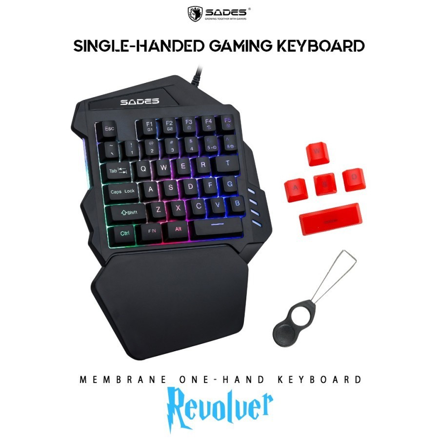 Keyboard gaming sades Wired usb 2.0 membrane single hand macro rgb revolver Ts-36 - Keypad Ts36