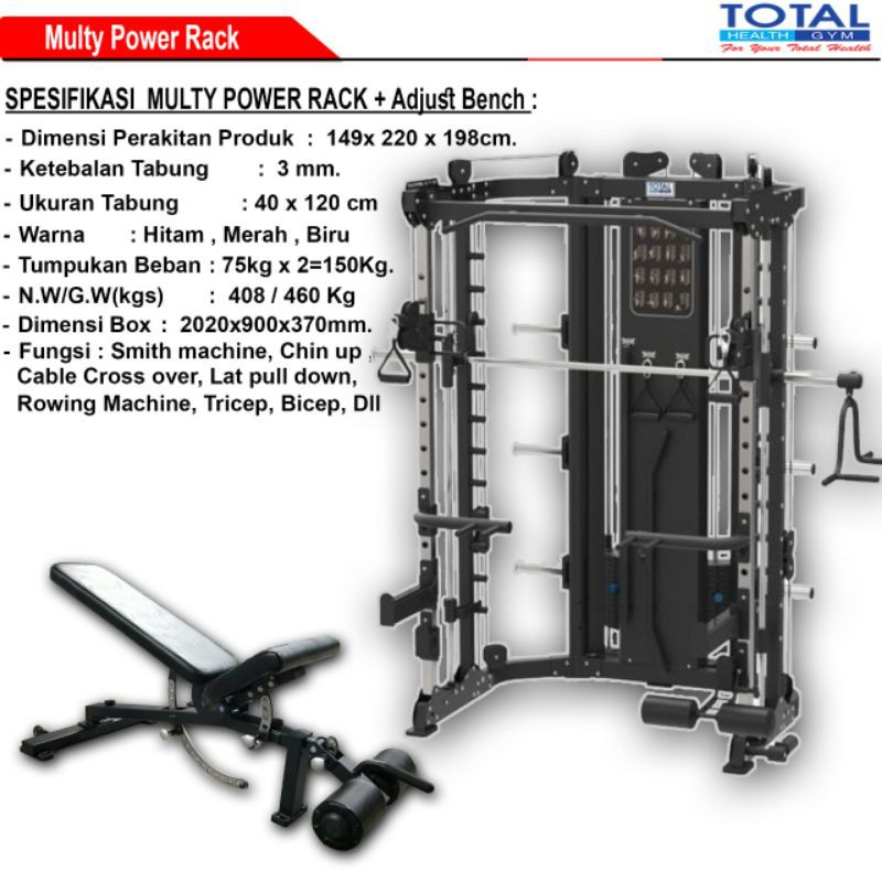 Alat Fitness Smith machine Multi power rack smith machine