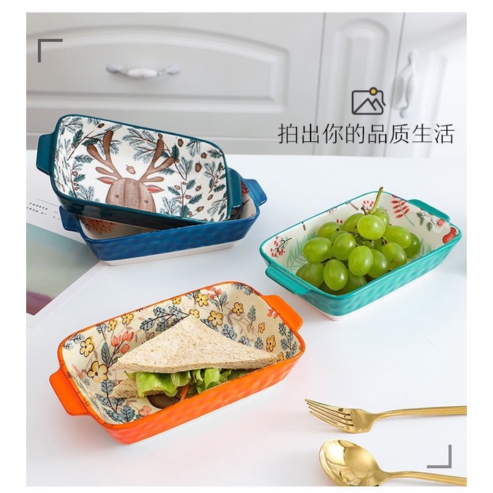 P 114 Piring Keramik Kuping Animal Forest Lucu Terbaru Unik Piring Porselen