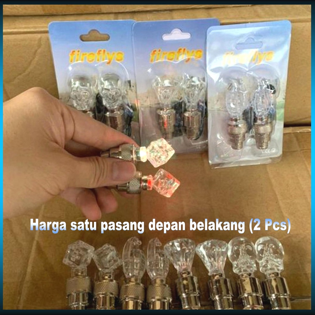 Tutup Pentil Sepeda Tengkorak Dadu 1 Set Isi 2/Lampu Ban Sepeda/Lampu Led Roda Murah