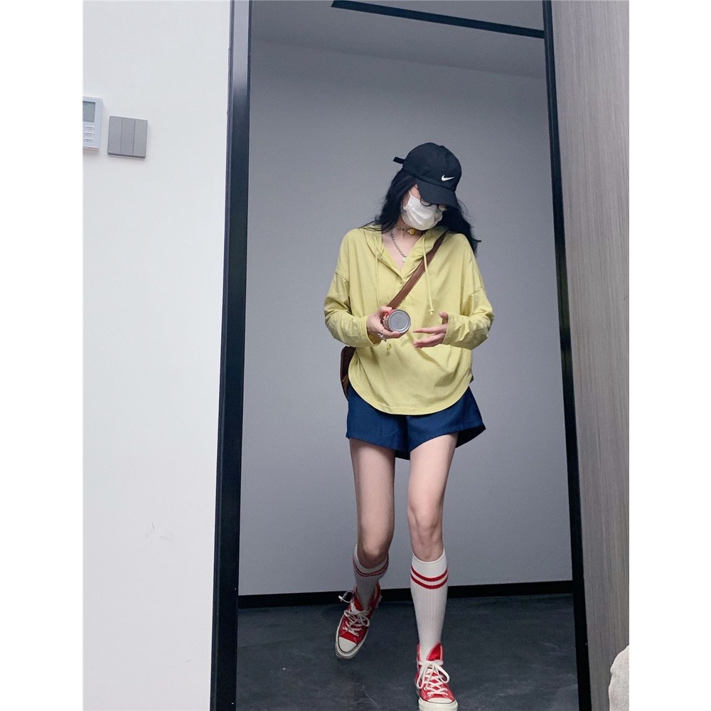 #Sisjuly# 2022Olahraga Kasual Gaya Dua Potong Baju Wanita Hoodie Lengan PanjangTKemeja Tipis Atas+Longgar Hot