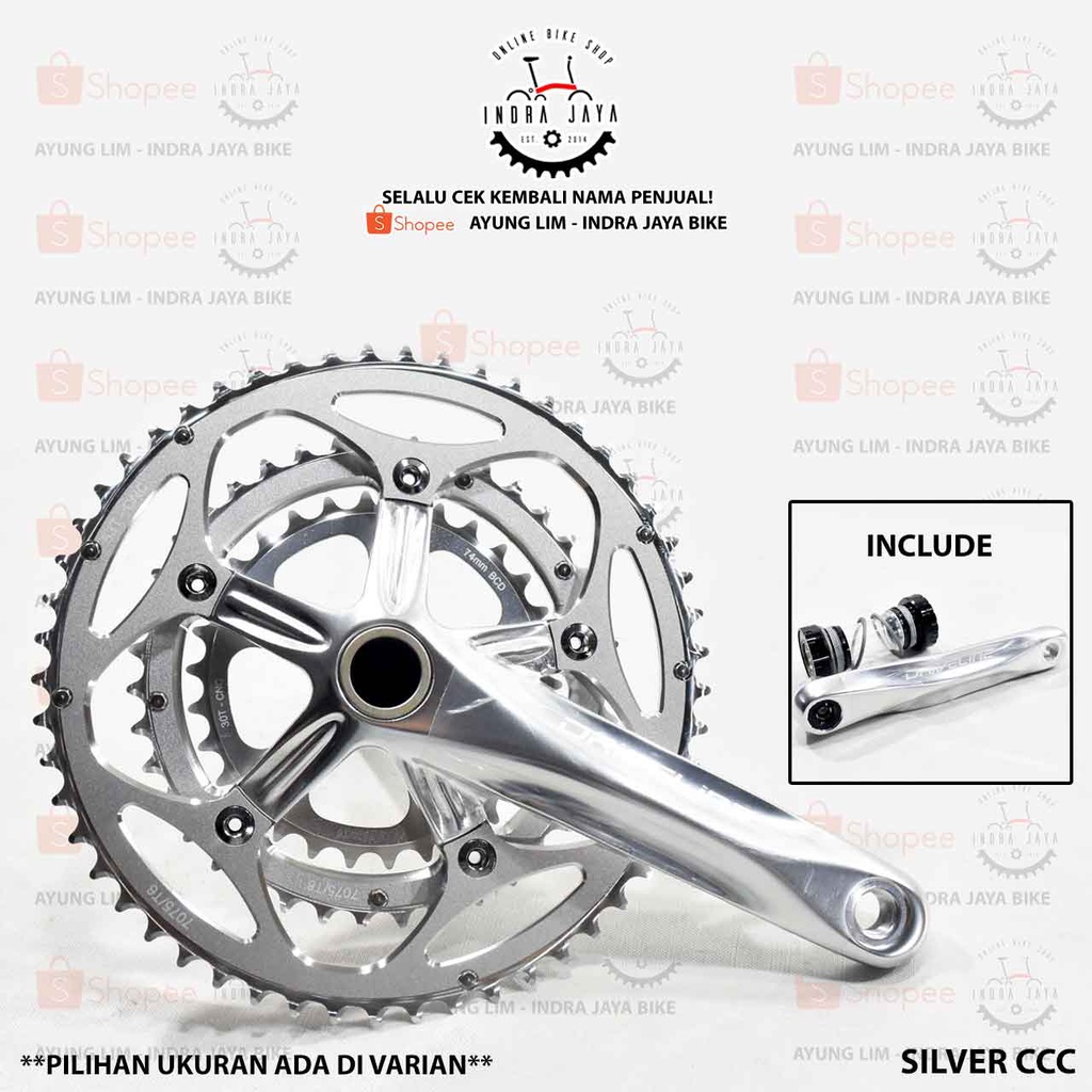 DRIVELINE CRANKSET CCC TRIPLE CHAINRING 55-39-30T / 53-39-30T - SILVER