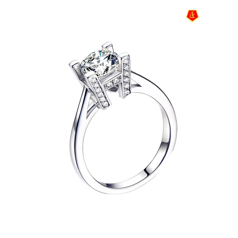 [Ready Stock]Fashion Simple Letter H Inlaid Moissanite Open Ring