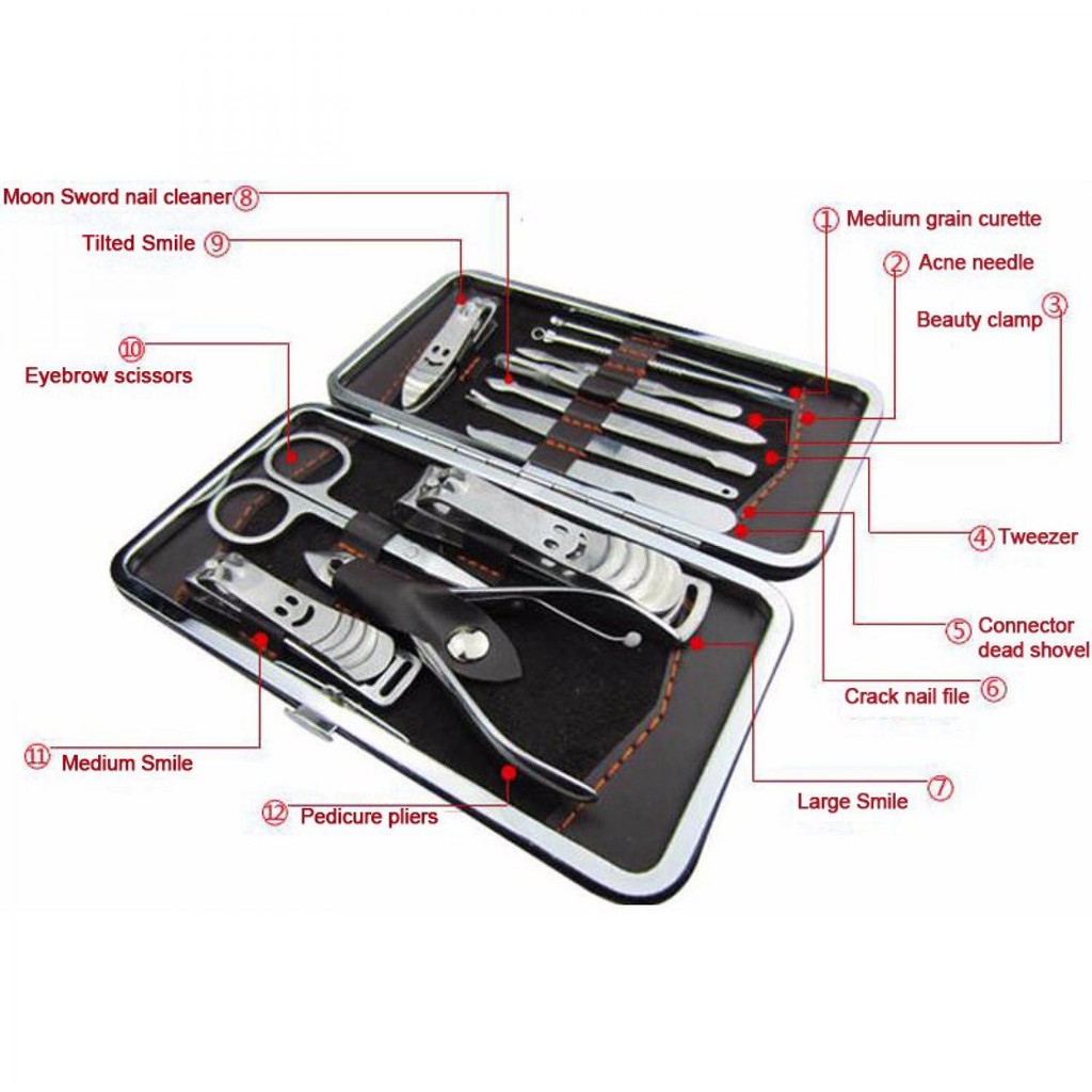 Nail Art Set Manicure Pedicure 12 PCS - 1 Set Alat Perawatan Kuku