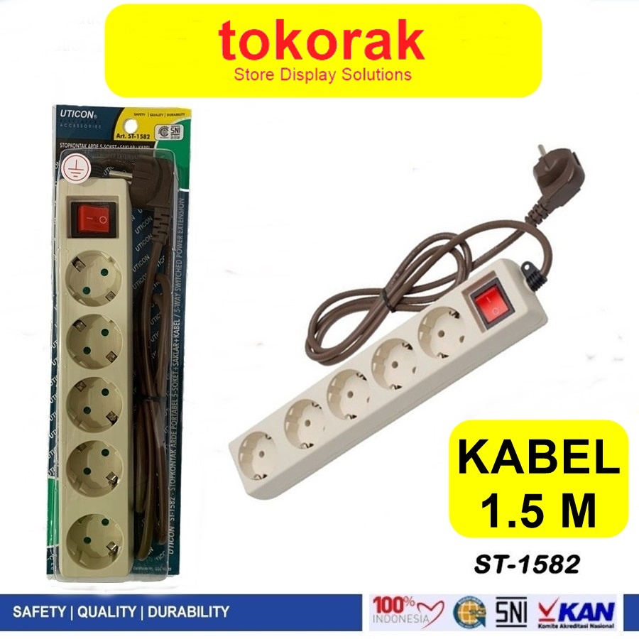 STOP KONTAK 5 LB ARDE + SAKLAR UTICON ST 1582 - COLOKAN EXTENTION