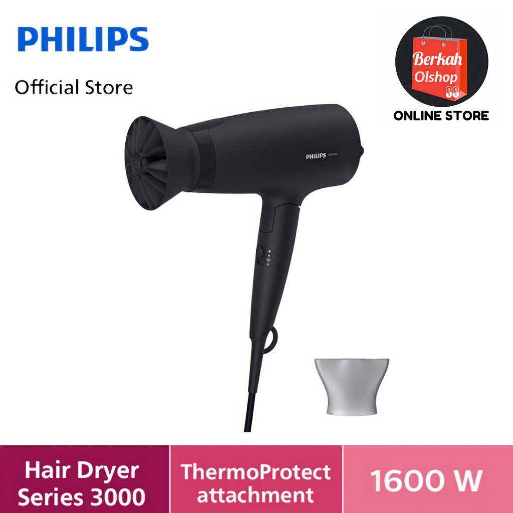 BERKAH OLDSHOP 88 - PHILIPS HAIRDRYER SERIES BHD308 FOLDABLE HAIR DRYER PENGERING RAMBUT HITAM BLACK BHD 308