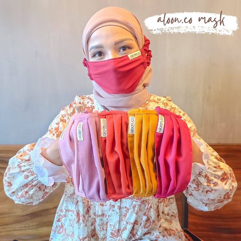 MASKER KAIN TALI HIJAB SERUT PART 1 FACEMASK - KRIWIL HEADLOOP 2PLY -MASKER SERUT 2 LAPIS