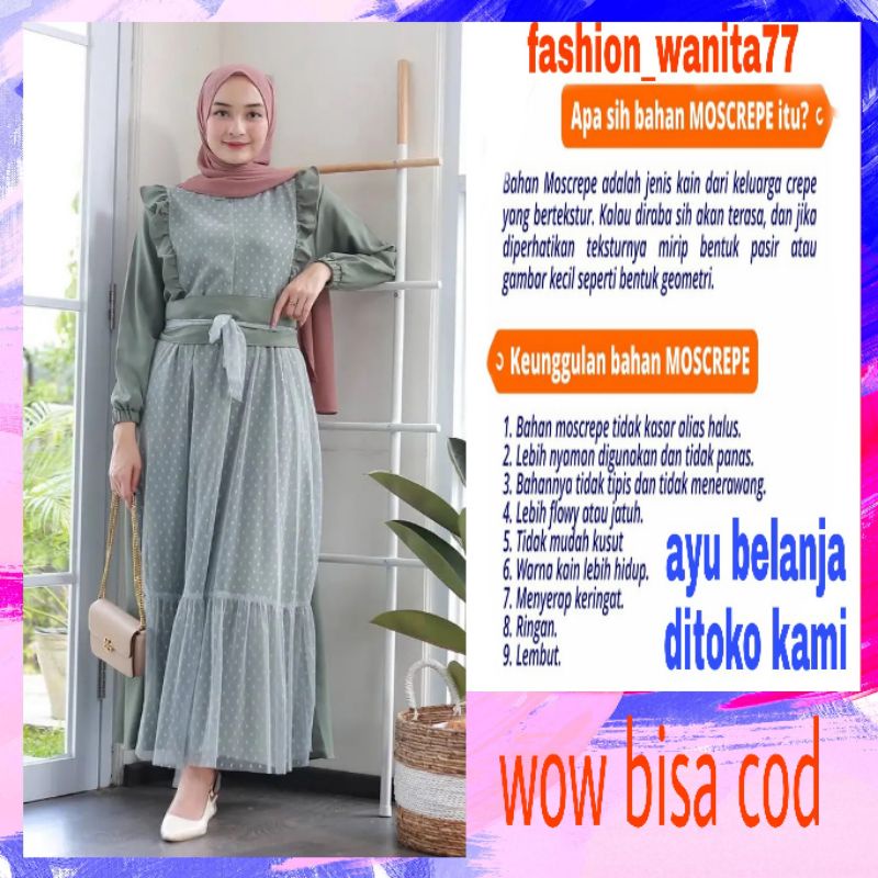Gamis dress baju pakaian busana fashion wanita muslim remaja syafira syar'i gaun kondangan pesta mod