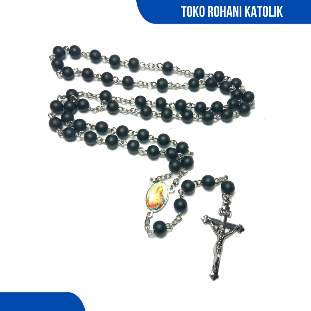 ROSARIO BATU ALAM 6 MM/  ROSARIO ESKLUSIF / ROSARIO KALUNG / ROSARIO KATOLIK / KALUNG ROSARIO / KALUNG SALIB / KALUNG ROHANI / KONTAS