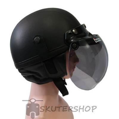 RudyHelm91 Helm retro Klasik Chip Chips Club Kulit Hitam Kaca Bogo Original