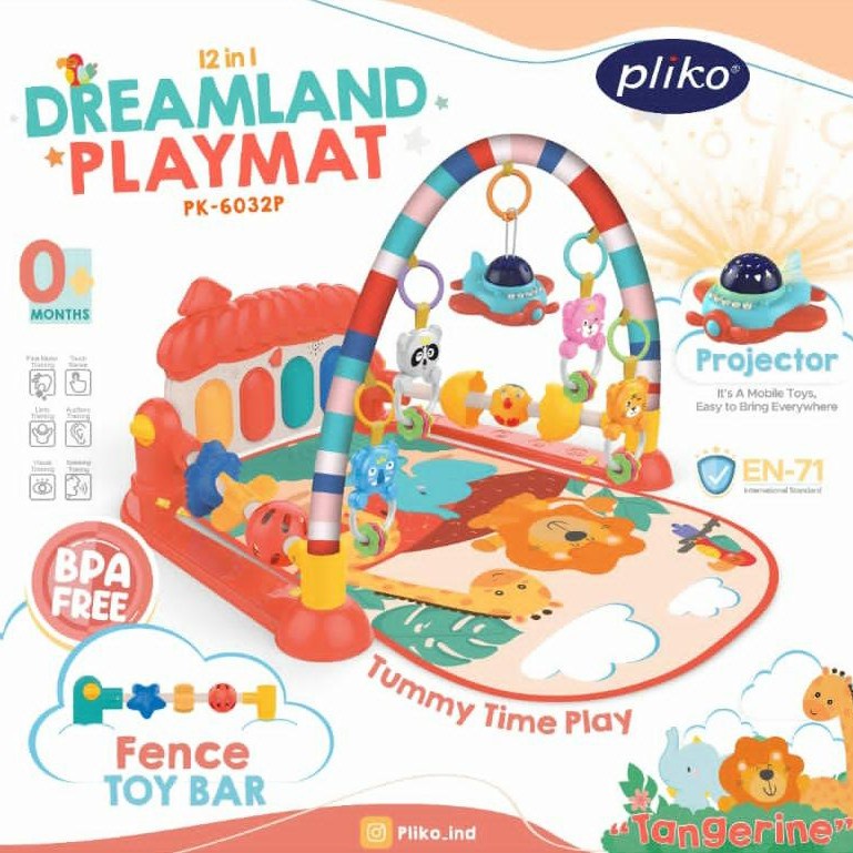 PMAT28 PLIKO 12IN1 BABY PLAYMAT DREAMLAND / DINOLAND PLAYGYM WITH PIANO PK6032P