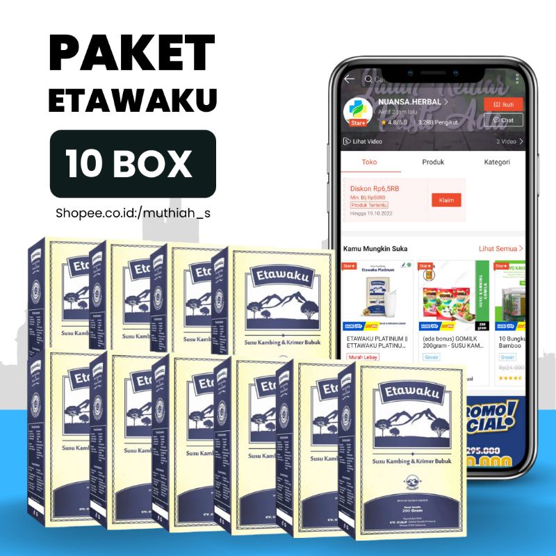 PAKET SUSU KAMBING ETAWAKU PLATINUM 10 Pcs x 200gram