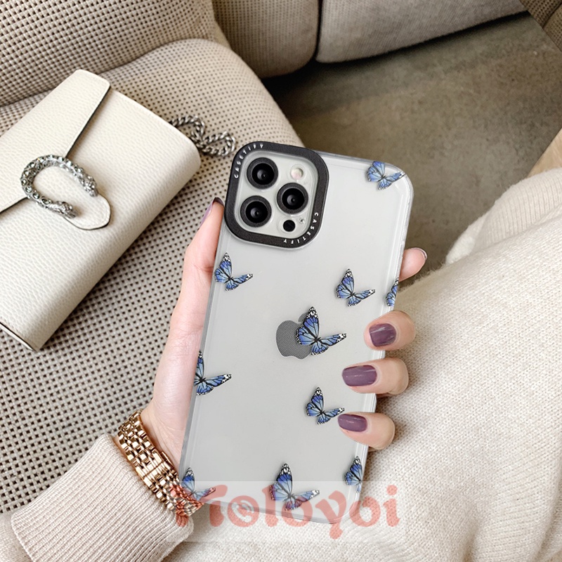 Soft Case TPU Motif Kupu-Kupu Untuk iPhone XR X XS Max 11 12 13 Pro Max 6 6s 7 8 Plus SE 2020