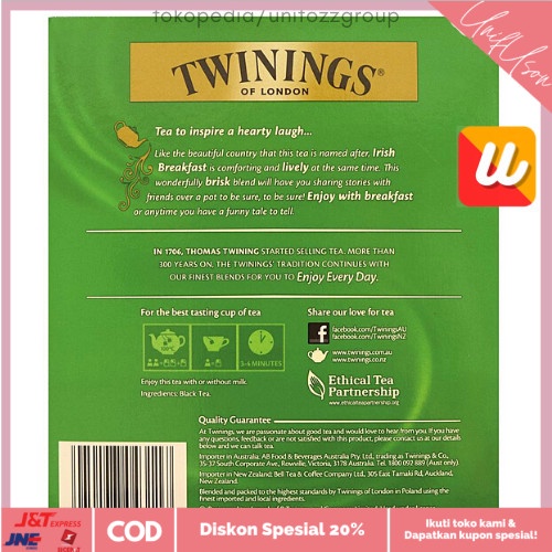 

⭐COD⭐ Twinings Irish Breakfast Tea Bags 100 Pack 200 gr