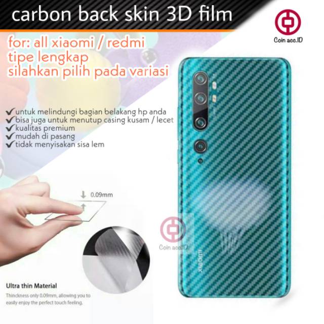 GARSKIN CARBON 3D XIAOMI REDMI NOTE 9 Pro/8 PRO/8A/7/7A/7 PRO/9C/9A - anti gores carbon 3d