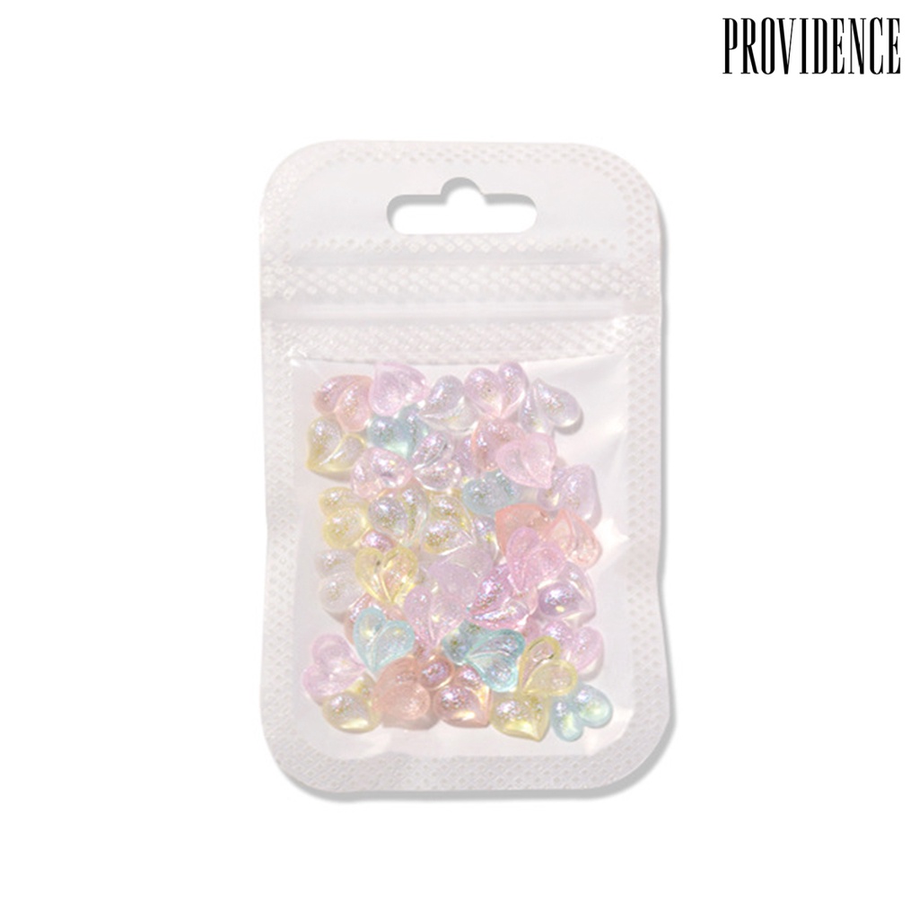 Providence 50Pcs / Pak Hiasan Kuku Bentuk Hati / Pita / Beruang Bahan Resin Untuk Aksesoris Nail Art Charms