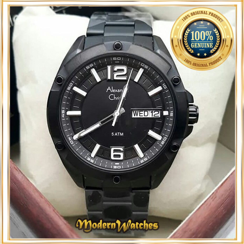 Jam Tangan Pria Ori Classic Alexandre Christie AC 6518 Black Full Hitam Alexander Terlaris Bergarans