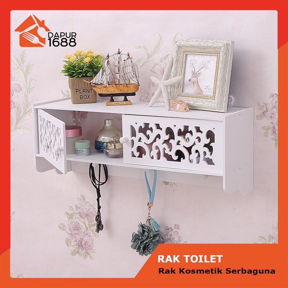 Rak Dinding Toilet DIY Rak Toilet Vintage Penyimpanan Kosmetik