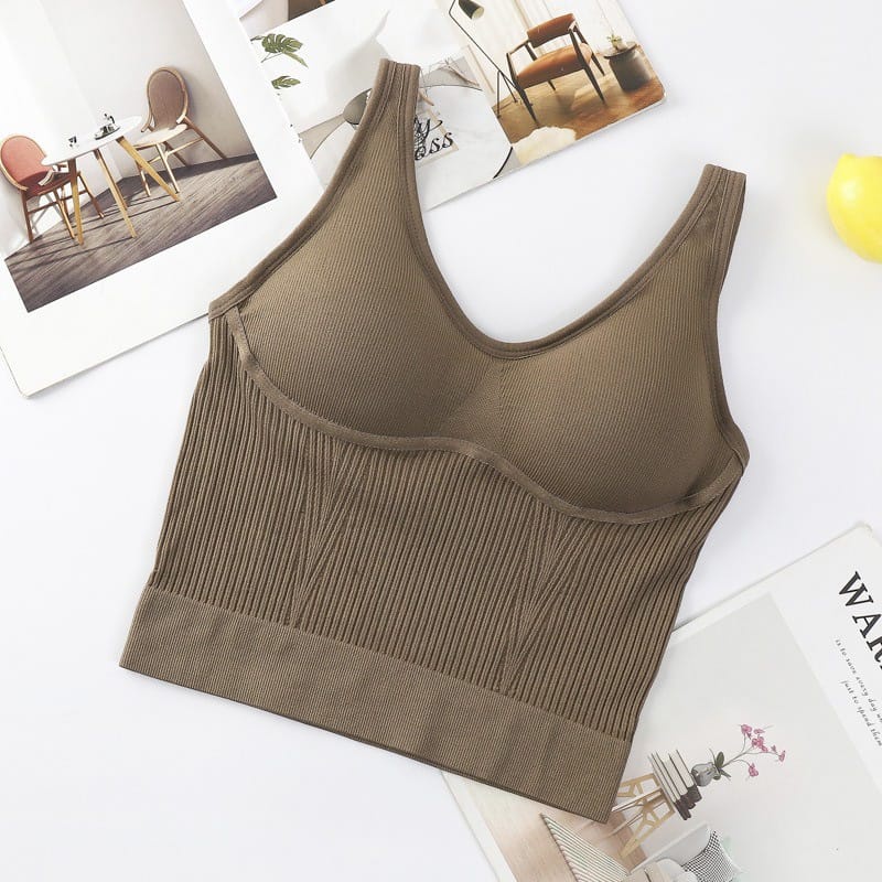 PROMO Tank Top Bra crop 8811 Pakaian Dalaman Wanita TankTop Panjang dengan Busa Bahan Premium