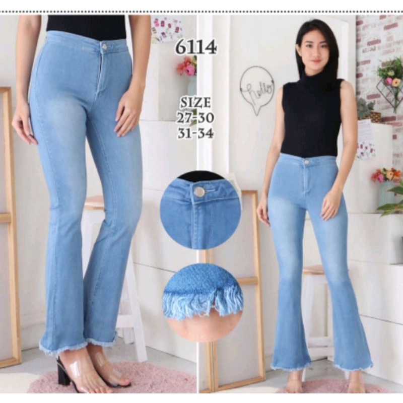 HW Cutbray Celana Jeans Wanita/Highwaist Cutbray Rawis