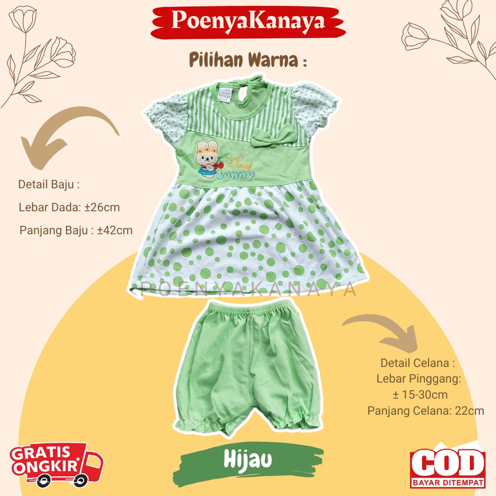 Setelan Dress Bayi Pendek SWEET BUNNY Fauzan 3-12 Bulan SDR27