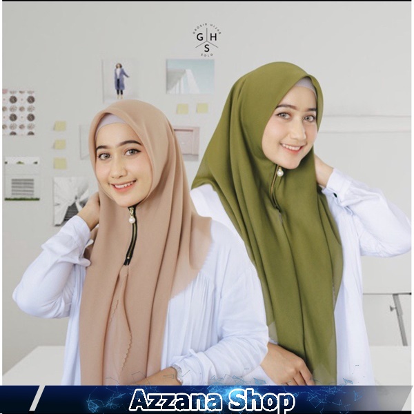 Hijab Segi  Empat Zipper / Jilbab Segiempat Instan / Kerudung Instan Resleting Termurah