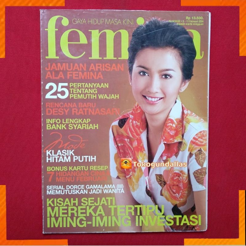 Majalah Femina tahun 2004 Model Cover Desy Ratnasari,Artikel Julia Roberts