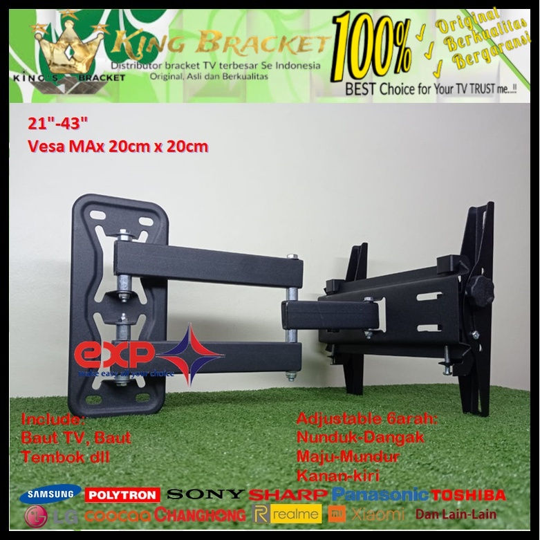 Bracket TV SONY 14 s/d 43 inch 6 ARAH FULL BESI SUPER KOKOH GARANSI 100% ORI