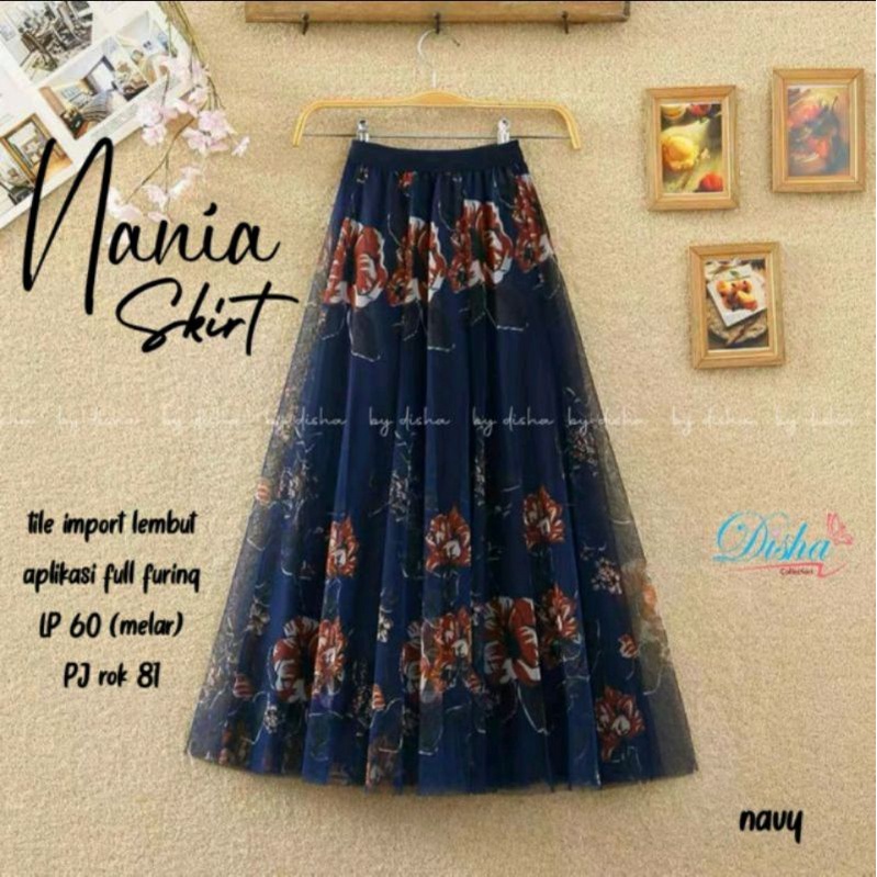 ROK TILE BUNGA WANITA PANJANG DEWASA IMPORT BKK NANIA SKIRT