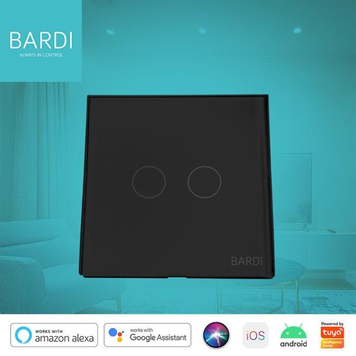 Saklar Bardi Smart Wifi Touch Switch Saklar - Eu 2 Gang Black