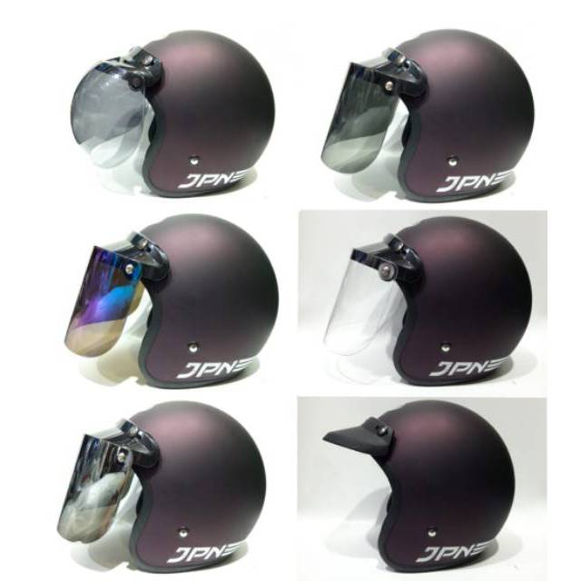 Helm Bogo Retro Jpn Purple Ungu Doff