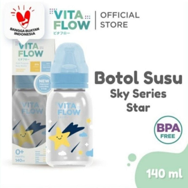 VITA FLOW Botol Susu Multifungsi 140ml Sky Series Nursing Bottle
