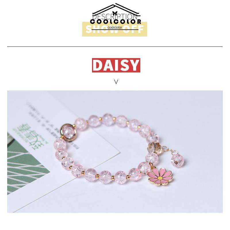 Murah❤️Gelang Manik Kristal Daisy Gelang Liontin Pacar Mahasiswa Perhiasan Gelang Menggemaskan Korea Gaya Fashion Aesthetic Warna-warni Untuk Wanita Perhiasan Aksesoris Hadiah Ulang Tahun Kado