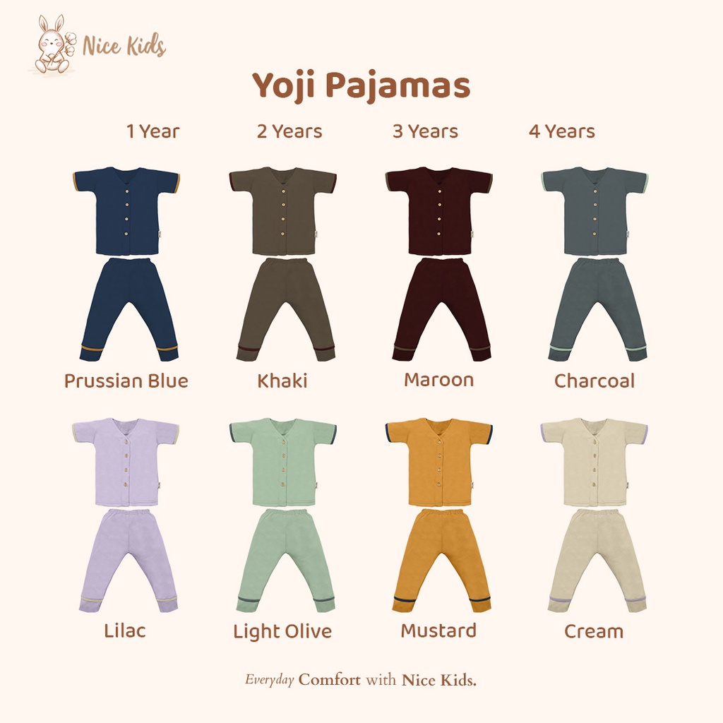 NICE KIDS NICEKIDS YOJI PAJAMAS SET PIYAMA ANAK SETELAN PIYAMA ANAK 1 - 4  TAHUN