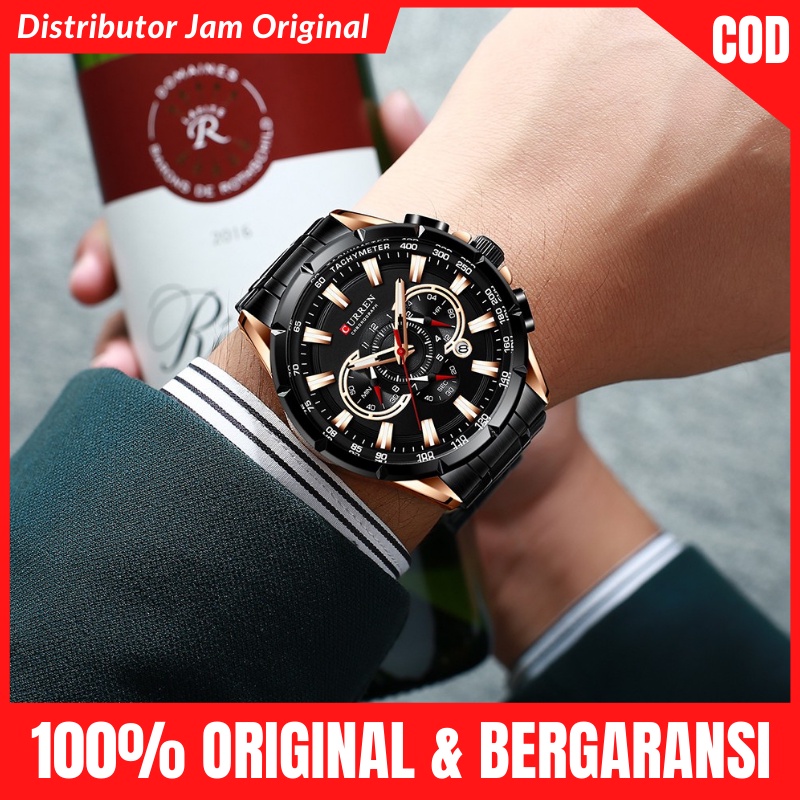 Jam Tangan Pria Rantai Original 100% Anti Air Analog Chronograph Aktif Luminous Hand Garansi Resmi C