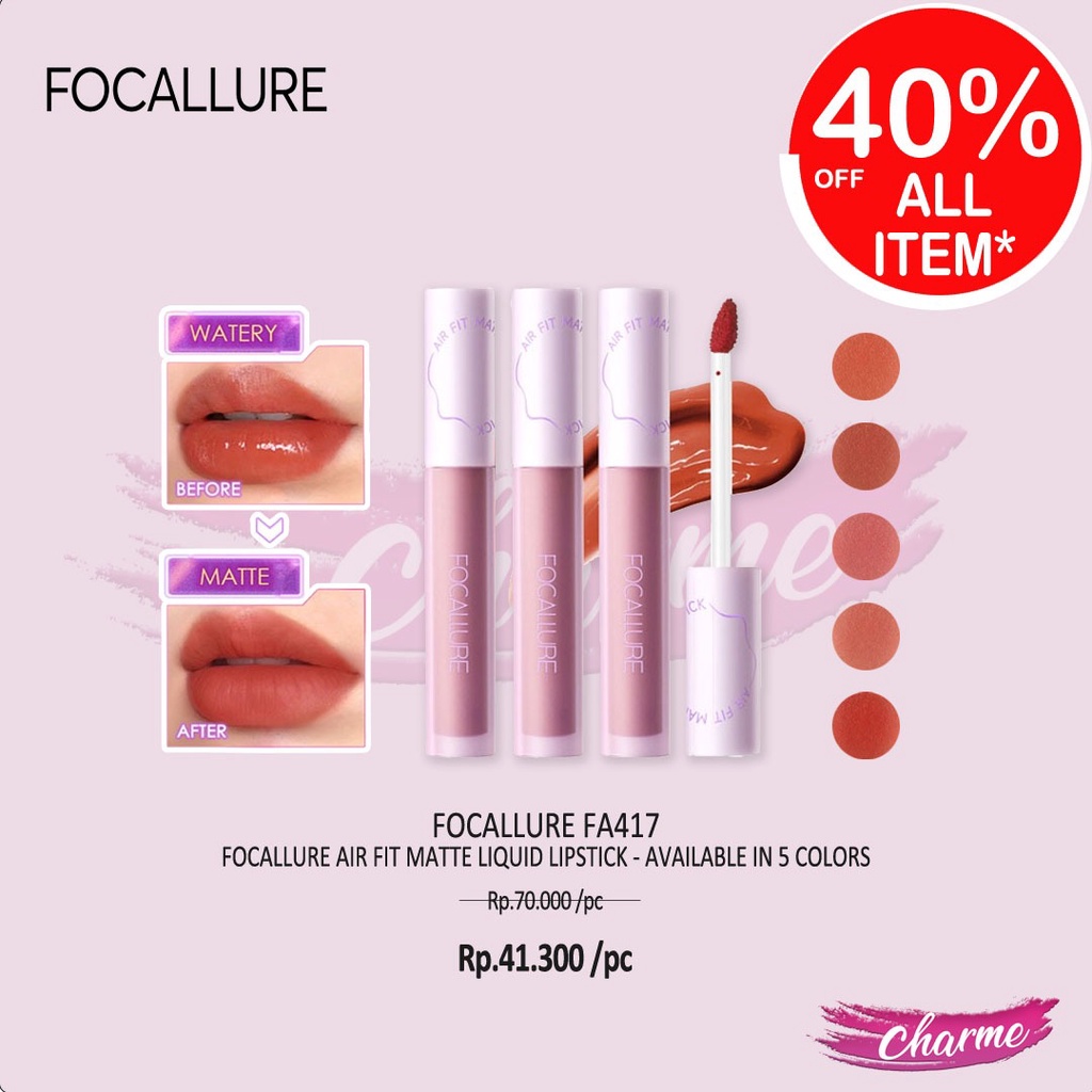 (READY &amp; ORI) Focallure Air Fit Matte Liquid Lipstick FA417 FA 417