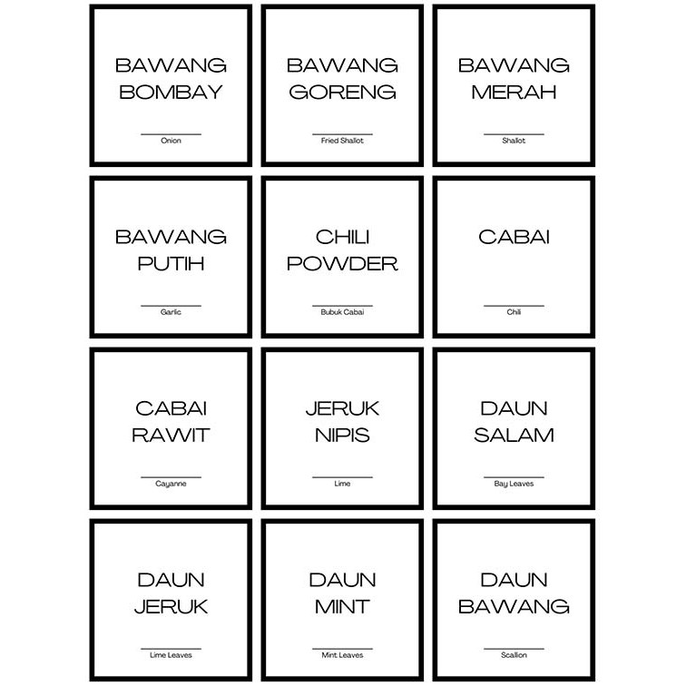 

Sticker Waterproof Bumbu Dapur & Bahan Makanan - Part 3 - Sticker C