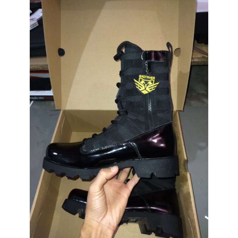 Sepatu Pdl Tni Polri bahan kulit merk brotrher type ninja radial kilap