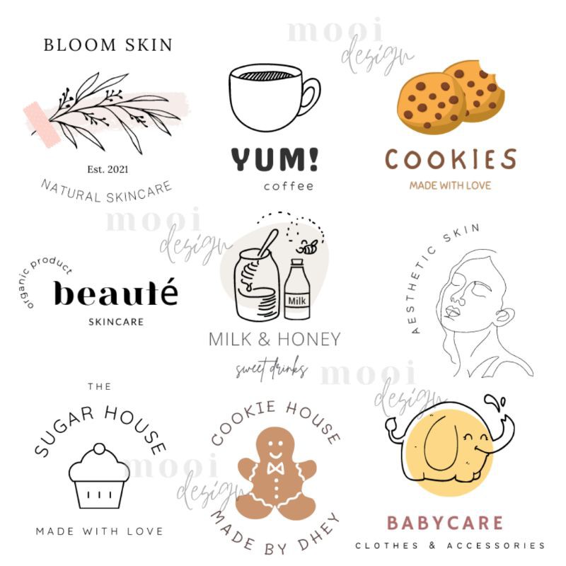 JASA DESIGN Aesthetic Online Shop Logo / Desain White Logo / Makanan / Beauty Logo | Mooi Design
