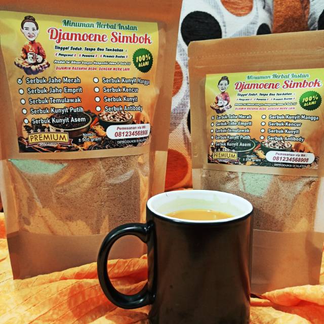 

Jamu Instan Jahe Merah 500 gram merk "Djamoene Simbok