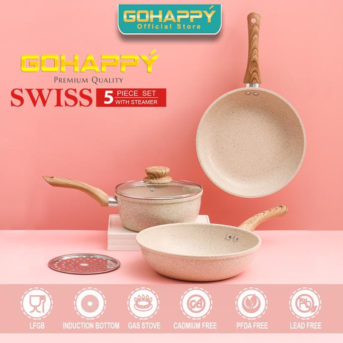 GO HAPPY PANCI SET GRANIT SWISS 5 PIECE Diatas bolde oxone - Hitam