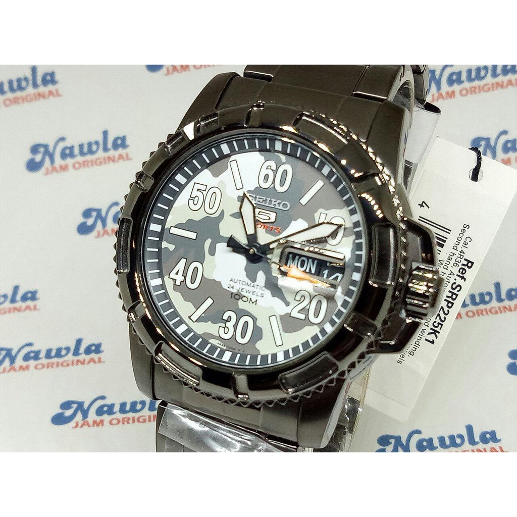 Seiko 5 Sport SRP225K1 Automatic Black IP - Jam Tangan Pria SRP225